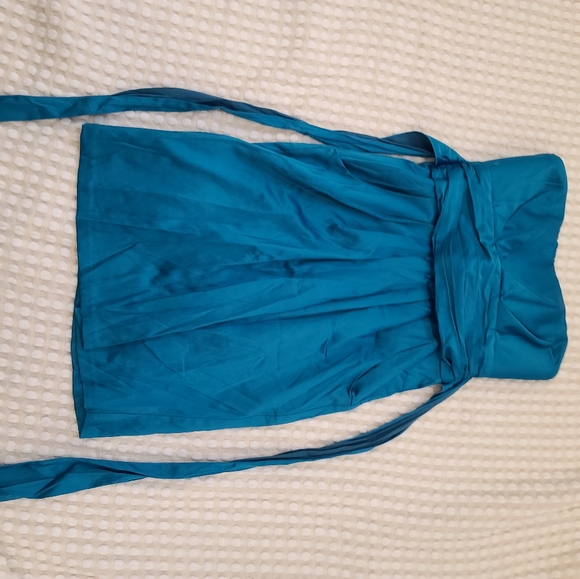 Blue strapless knee length dress - Picture 5 of 8